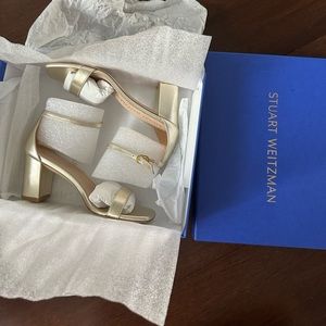 Stuart Weitzman metallic calf leather sandals